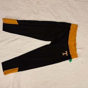 Univ of TN Volunteers Women Black and Orange Colorblock Athletic Leggings